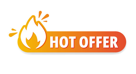 Hot offer label with flame. Modern Web Banner Element With Flame