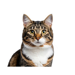 Obraz premium cat cut out on clear background looking with curious front face on transparent background isolate die cut, in theme of pet and human friend 