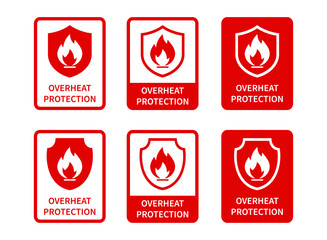 Sticker overheat protection with shield vector