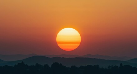 Fototapeta premium Scarlet sunset hues blending across evening sky