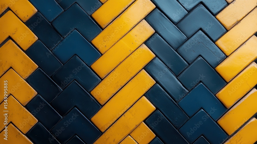 Poster an intricate abstract pattern featuring blue and yellow tones that create a visually striking compos