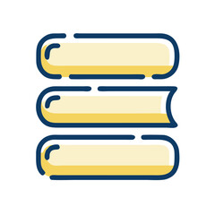 Three books illustration in yellow and blue, for education