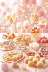 Delightful Dessert Table with Colorful Pastries and Sweet Treats