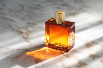 Luxury perfume bottle over a marble table