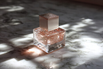 Luxury perfume bottle over a marble table