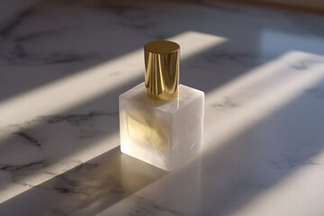 Luxury perfume bottle over a marble table