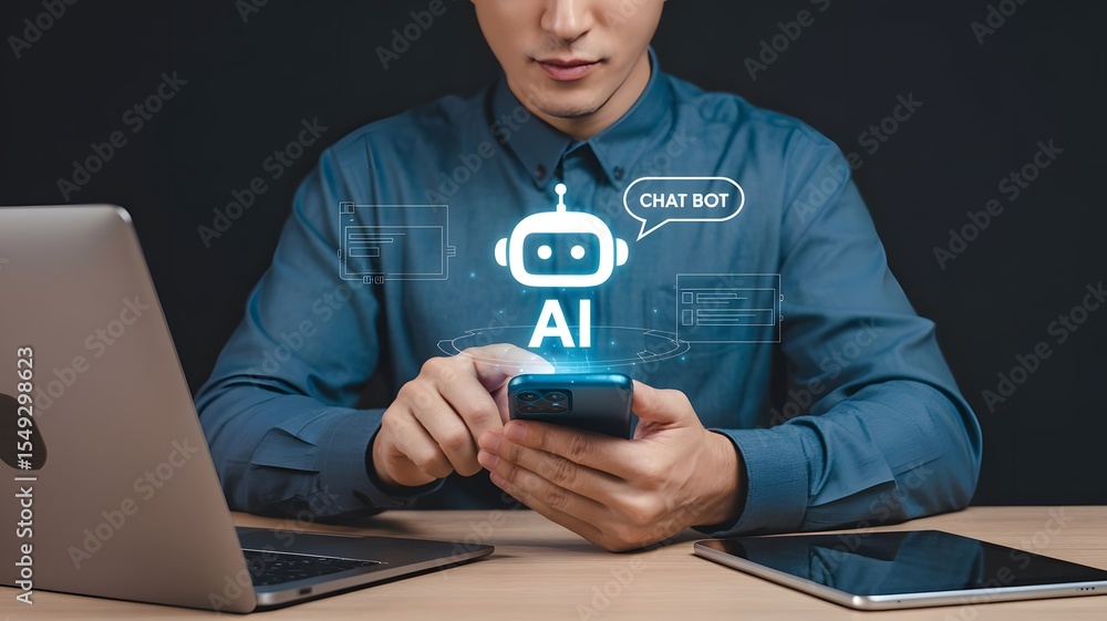 Poster revolutionizing customer service ai chatbot integration for enhanced efficiency and seamless communi