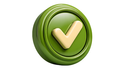 3d green checkmark button icon isolated on transparent background
