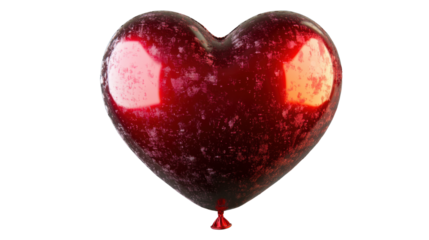 Red Heart-Shaped Balloon Isolated on White Background with Romantic Symbolism and Festive Decoration

