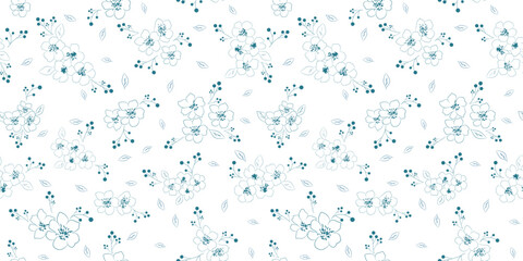 Seamless  floral pattern with white abstract flowers on white background for elegant textile, wallpaper, wrapping paper and digital use. editable