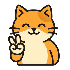 Cute cat peace gesture