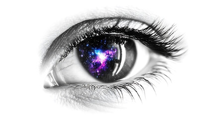 Human Eye Reflecting a Cosmic Galaxy