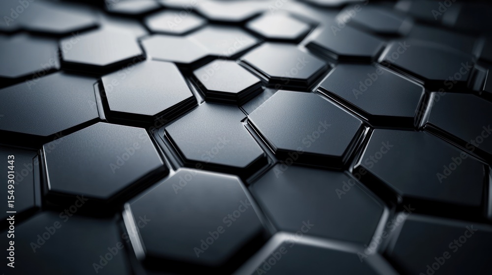 Poster abstract technological hexagonal grid with metallic shine and modern design