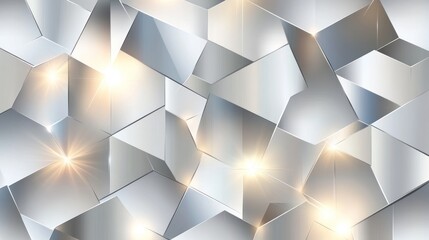 Futuristic Metallic Cubes with Bright Light Reflections Background