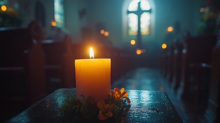 Candlelight Vigil in Church, Evoking Hope, Remembrance and Reflection