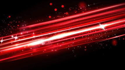 Dynamic red light streaks on black background creates a vibrant energy
