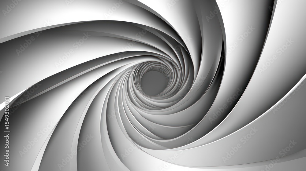 Poster abstract silver vortex background with swirling shapes and depth perception