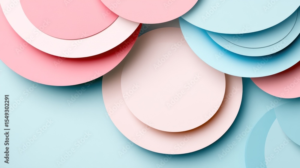 Aufkleber pastel colored paper circles abstract background with soft light and shadow effects creating a delic