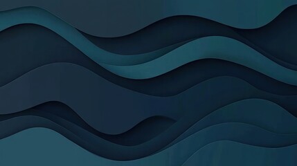 Abstract dark blue wavy paper cut background with shadow layers