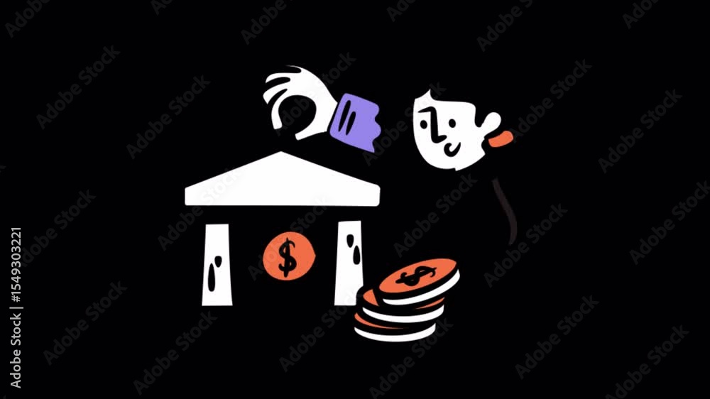 Poster banking animations on transparent background