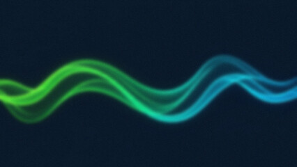 Abstract wave pattern illustration fading from green to blue on dark background
