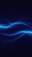 Abstract dark blue image featuring blurry flowing light blue lines in an undulating wave pattern