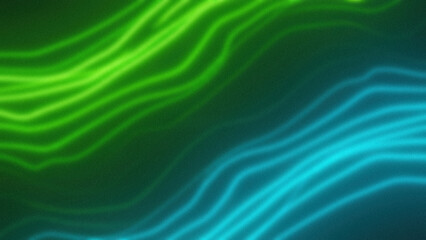 Abstract dark background with undulating bands of light transitioning from green at the top to blue at the bottom
