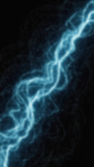 Electric blue blurred lightning strike against a dark background displaying energy and power