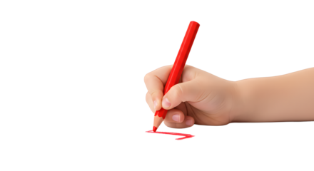 Drawing with Red Pencil on White Paper Hand Creating Marks