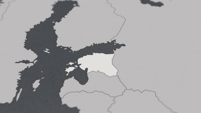 Map of ESTONIA, From above zooming in to show country&nbsp;with borders.