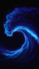 Abstract blue wave shape with blurred edges against a dark background creates a calming ethereal effect