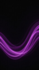 Abstract purple light trails flow across a black background creating a dynamic wave pattern in a dark environment