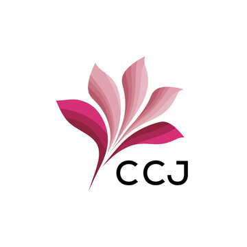 CCJ "Creative Bloom Logo Concept with Gradient Leaves" CCJ Later Logo, Elegant Abstract Floral Logo Design in Pink Shades"
