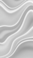 White satin fabric background shows smooth flowing waves with soft light reflecting across its surface
