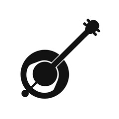 Naklejka premium black silhouette of a banjo on white background .svg