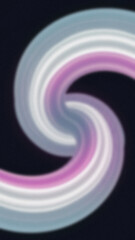Blurred abstract curve shape with gradient colors of light blue white and pink against a dark background