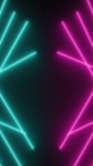 Fototapeta premium Abstract dark background featuring converging neon turquoise and magenta lines