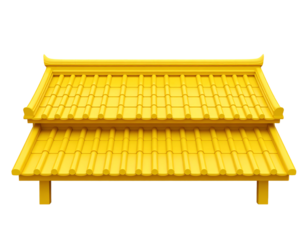 Traditional yellow roof structure with tiles.