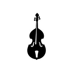 black silhouette of a double bass on white backgro.svg
