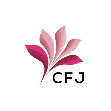 CFJ "Creative Bloom Logo Concept with Gradient Leaves" CFJ Later Logo, Elegant Abstract Floral Logo Design in Pink Shades"
