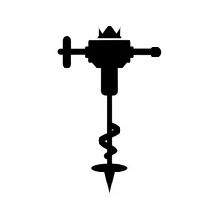 Fototapeta premium black silhouette of a power auger on white backgro.svg