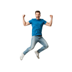 Man jumping with joy isolated on transparent background