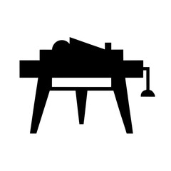 black silhouette of a table saw on white backgroun.svg