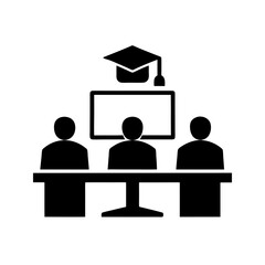 black silhouette of an online class setup on white.svg