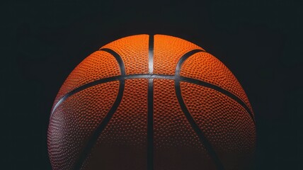 Fototapeta premium An Orange Basketball Ball Isolated on a Sleek Black Studio Background