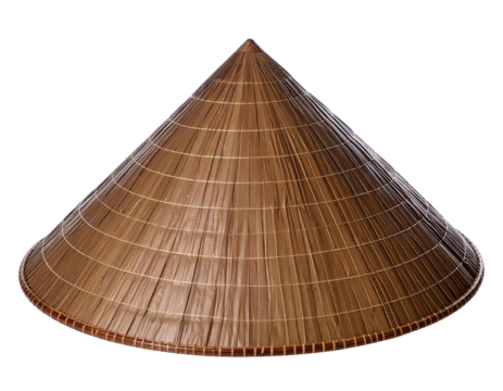 Traditional conical hat made of natural materials.