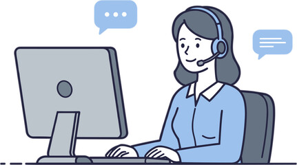 Professional Customer Support Agent, Online business support - Flat Style Illustration