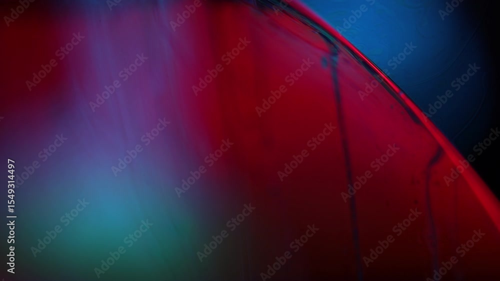 Poster red reflections of liquid in macro, red liquid surface, bubbles in macro, connection of bubbles in m