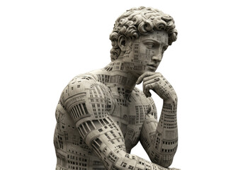 Isolated Robotic David Sculpture Contemplating