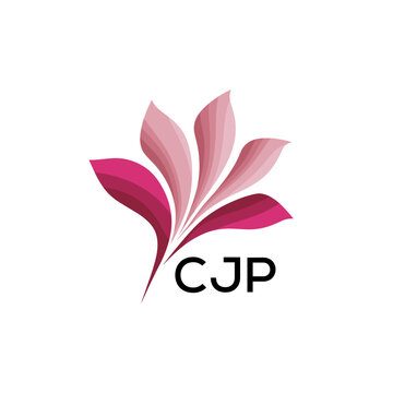 CJP "Creative Bloom Logo Concept with Gradient Leaves" CJP Later Logo, Elegant Abstract Floral Logo Design in Pink Shades"
